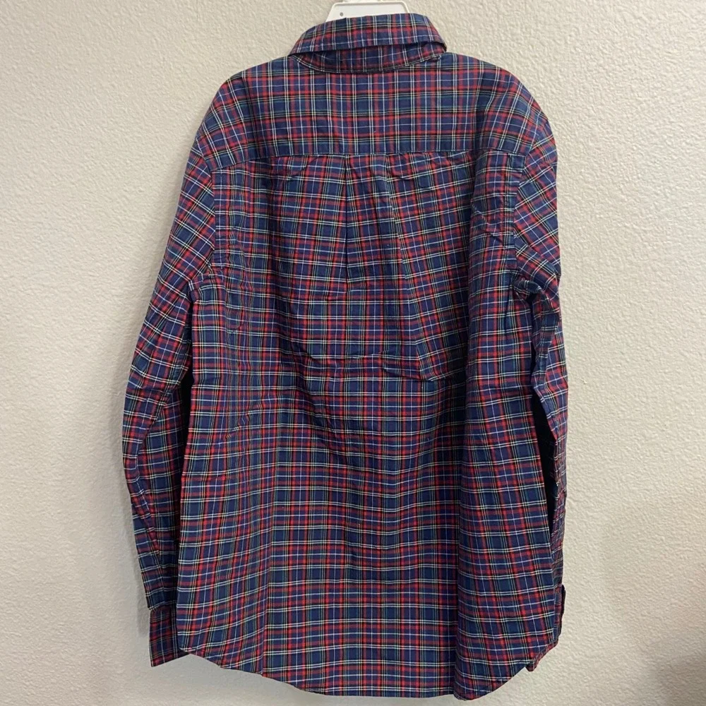 Ralph Lauren Boys Size M (10-12) Plaid Button Down Shirt Red Blue Preppy Classic